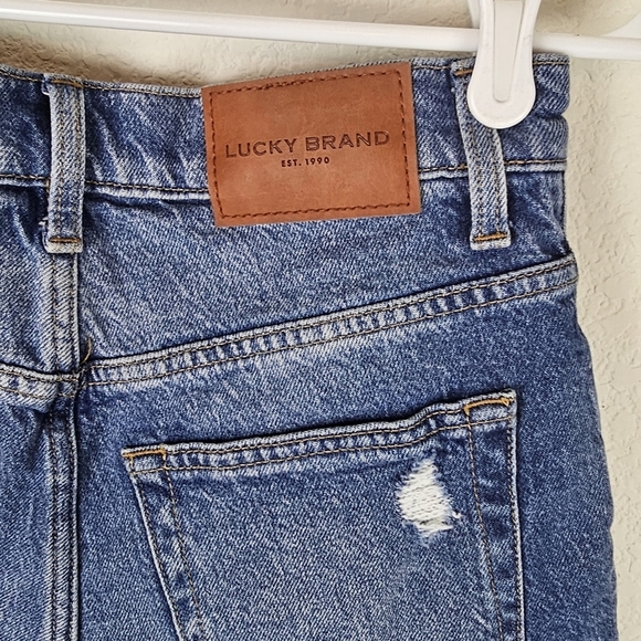 Lucky Brand Embroidered Distressed High Rise Denim Shorts Size 00 / 24 - Picture 6 of 13